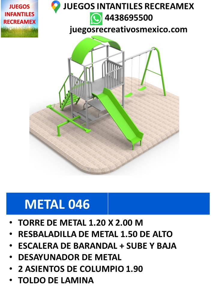 modulo de metal con columpio, resbaladillas ideal para parques